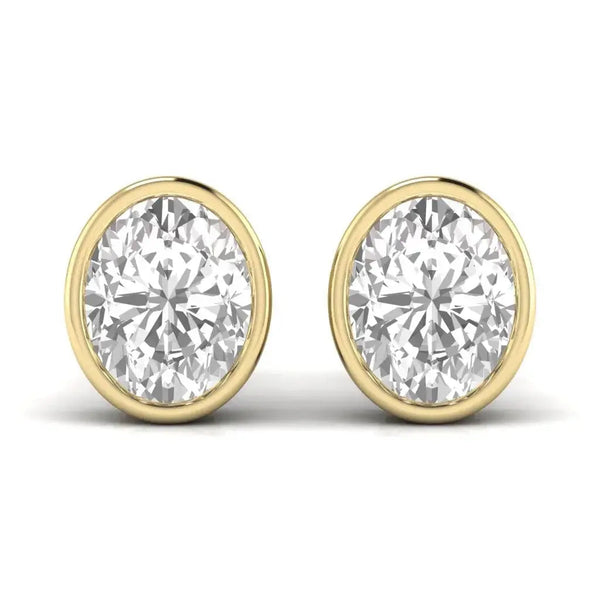 2.5 Carat Each Oval Solitaire Earrings