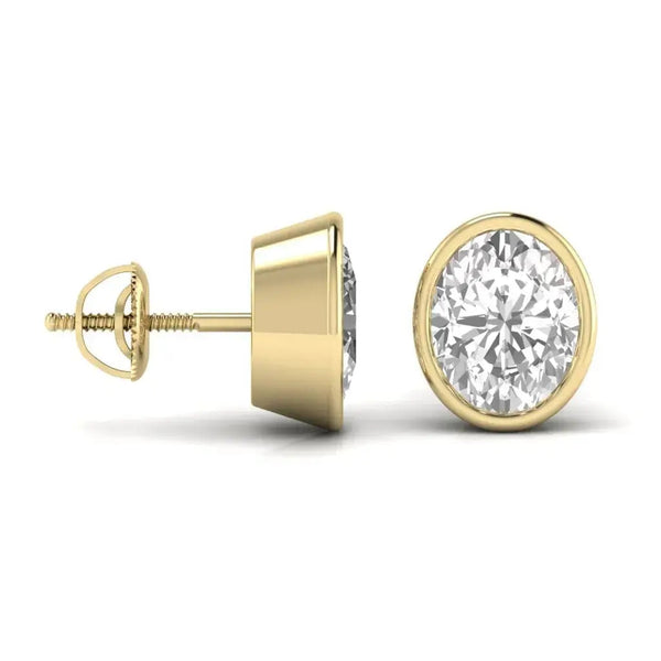 2.5 Carat Each Oval Solitaire Earrings