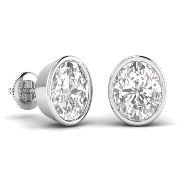 2.5 Carat Each Oval Solitaire Earrings