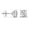 2.5 Carat Each Princess Shape Solitaire Diamond Studs