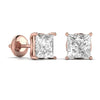 2.5 Carat Each Princess Shape Solitaire Diamond Studs