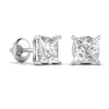 2.5 Carat Each Princess Shape Solitaire Diamond Studs