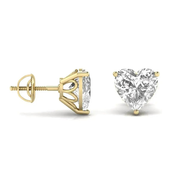 2.5 Carat Each Heart Shape Solitaire Diamond Earrings