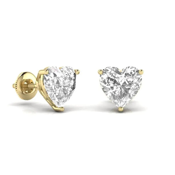 2.5 Carat Each Heart Shape Solitaire Diamond Earrings