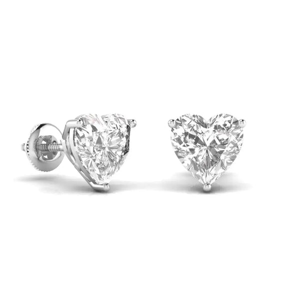 2.5 Carat Each Heart Shape Solitaire Diamond Earrings