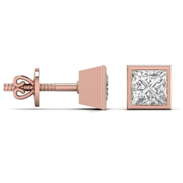 2.5 Carat Princess Solitaire Diamond Studs