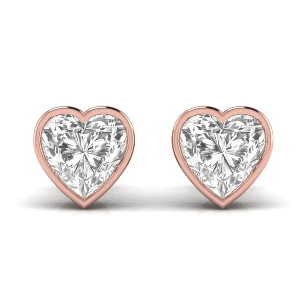 2.5 Carats Heart Shape Solitaire Diamond Earrings