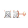 2.51 Carat Each Princess Cut Diamonds Studs