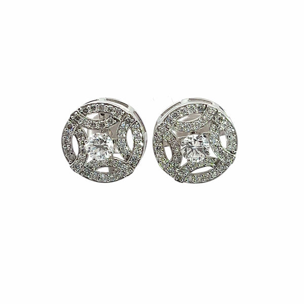50 Pointers Each Round Diamonds Cluster Earrings