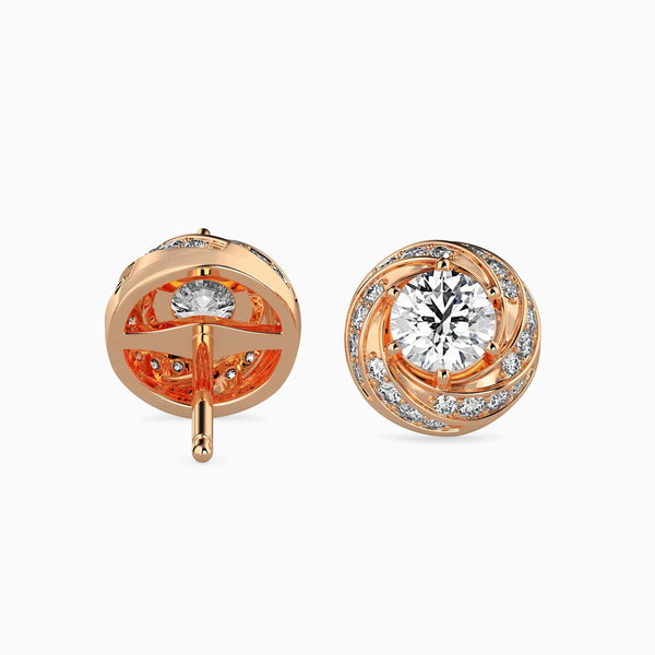 80 Pointers Round Diamond Centre Solitaire Halo Studs Earring
