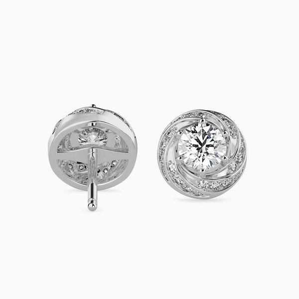 80 Pointers Round Diamond Centre Solitaire Halo Studs Earring