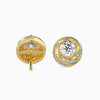 80 Pointers Round Diamond Centre Solitaire Halo Studs Earring