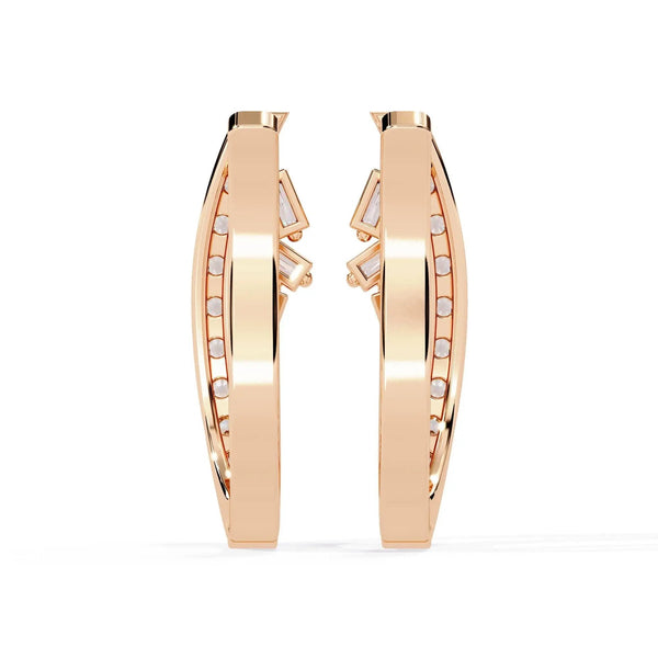 Baguette and Round Diamond Hoops