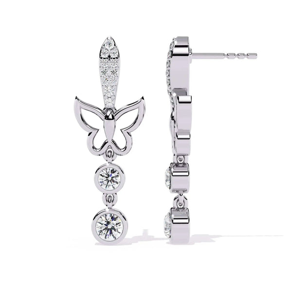 Butterfly Diamond Charm Earrings