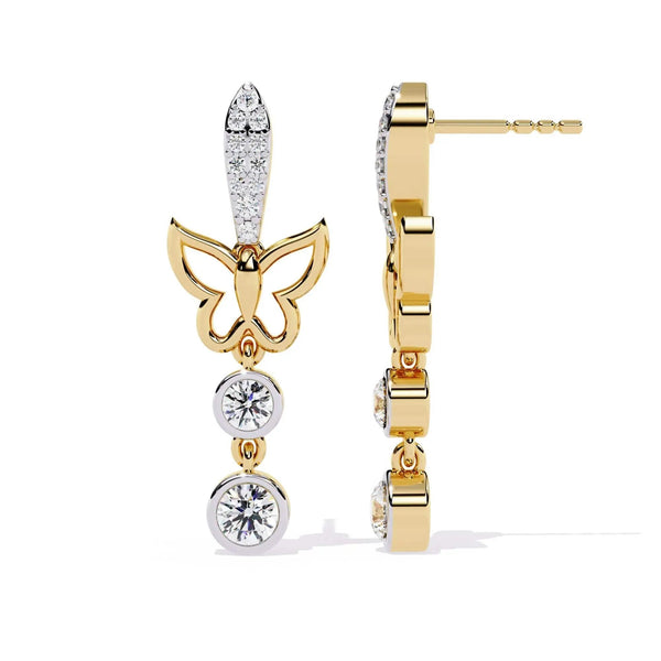 Butterfly Diamond Charm Earrings