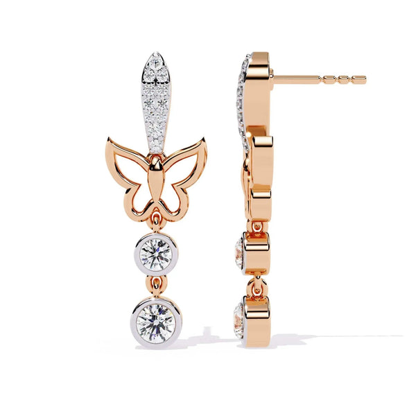 Butterfly Diamond Charm Earrings