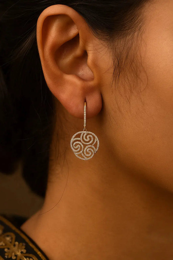 Cachemire Spiral Diamond Drop Earrings