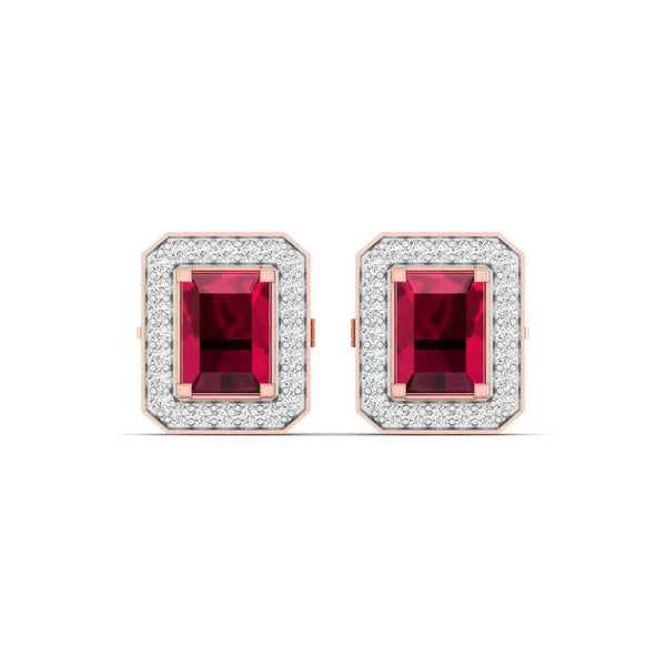 Cherry Halo Diamond Studs