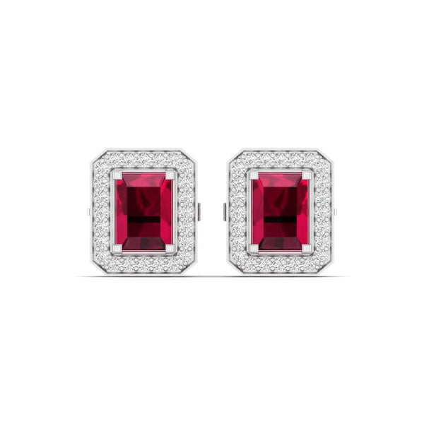 Cherry Halo Diamond Studs