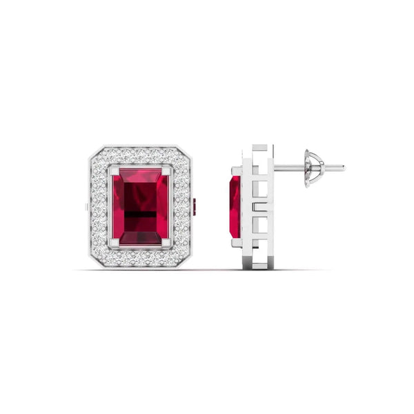 Cherry Halo Diamond Studs
