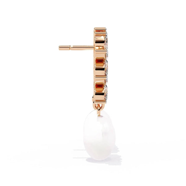Crystal Flower and Pearl Drop Earrings