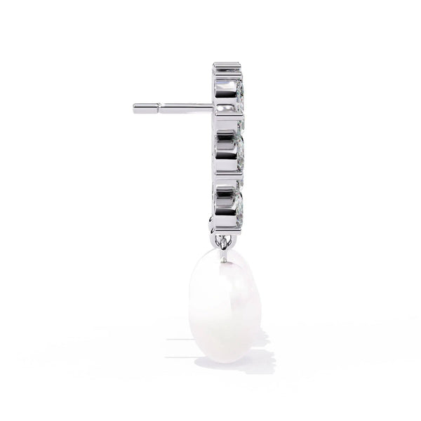 Crystal Flower and Pearl Drop Earrings