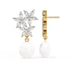 Crystal Flower and Pearl Drop Earrings