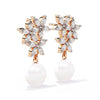 Crystal Flower and Pearl Drop Earrings