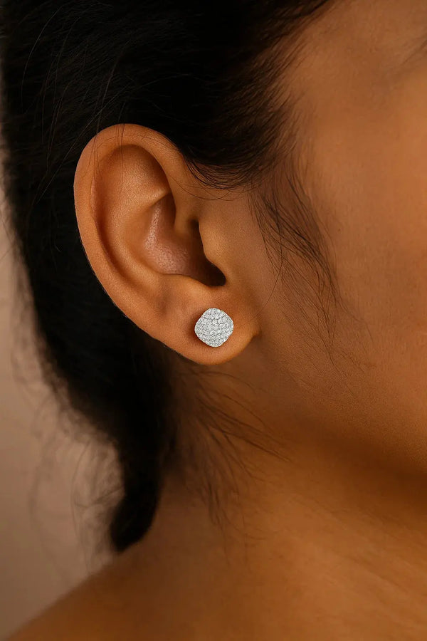 Round Pave Diamond Cluster Earrings