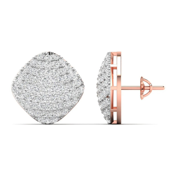 Round Pave Diamond Cluster Earrings