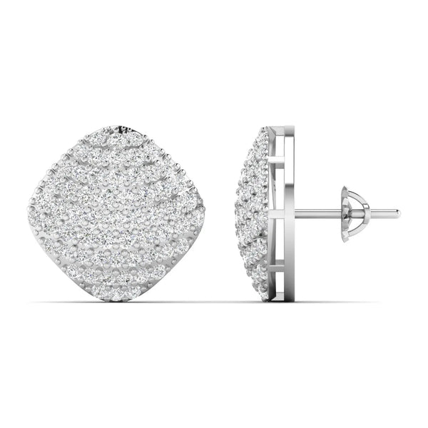 Round Pave Diamond Cluster Earrings