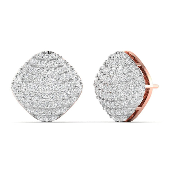 Round Pave Diamond Cluster Earrings