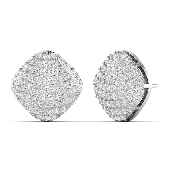 Round Pave Diamond Cluster Earrings