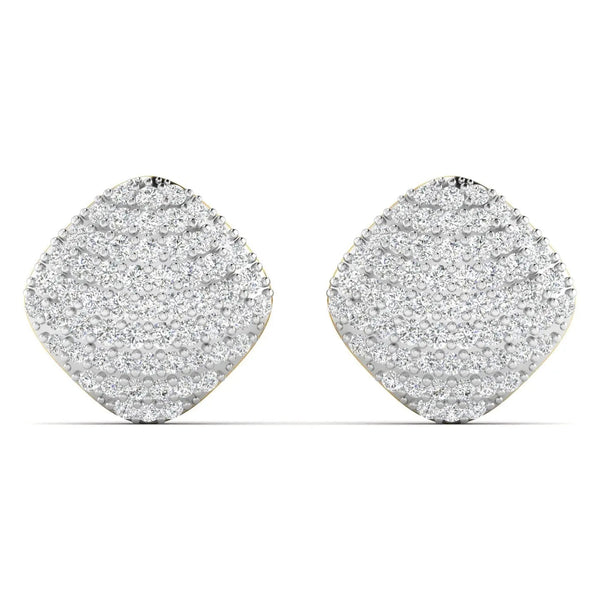 Round Pave Diamond Cluster Earrings