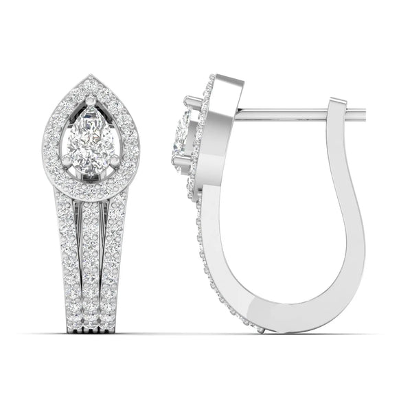 Dazzling Pear Halo Diamond Earrings