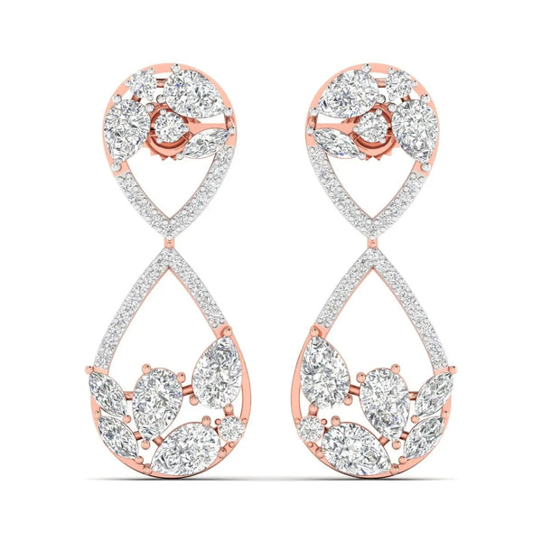 Dazzling Pear & Round Diamond Drop Earrings