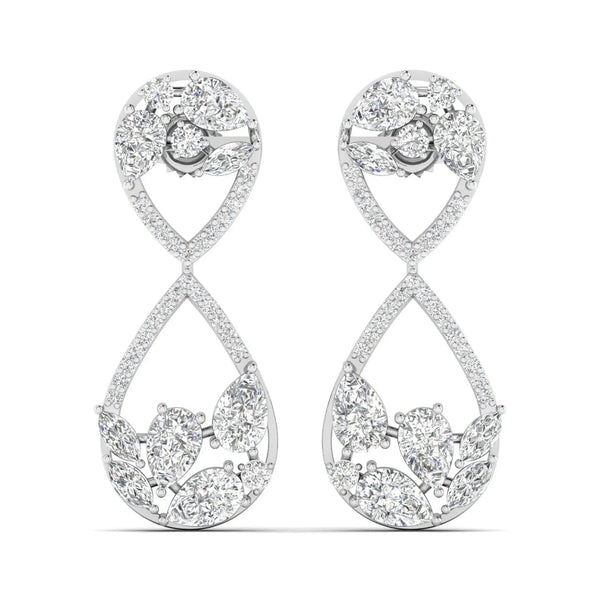 Dazzling Pear & Round Diamond Drop Earrings