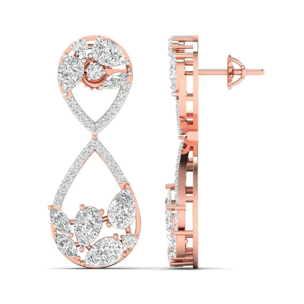 Dazzling Pear & Round Diamond Drop Earrings
