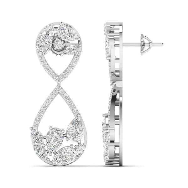 Dazzling Pear & Round Diamond Drop Earrings