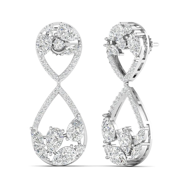 Dazzling Pear & Round Diamond Drop Earrings
