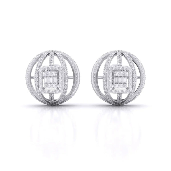 Diamond Ball Stud Earrings