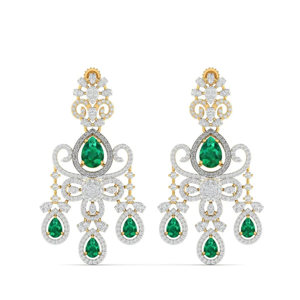 Diamond Chandelier Earrings in Two-Tone Gold