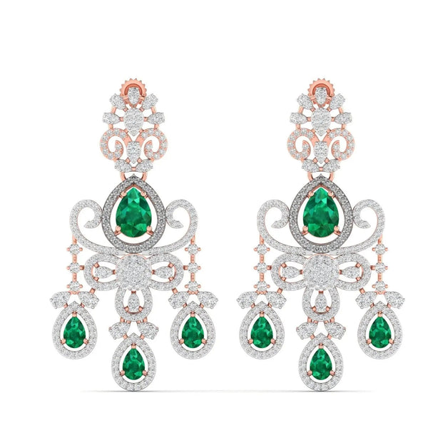 Diamond Chandelier Earrings in Two-Tone Gold