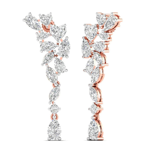 Diamond Cluster Cascade Earrings