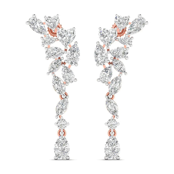 Diamond Cluster Cascade Earrings