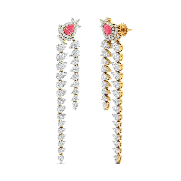 Diamond Dangle Earrings with Pink Diamond Accents