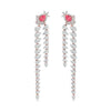 Diamond Dangle Earrings with Pink Diamond Accents