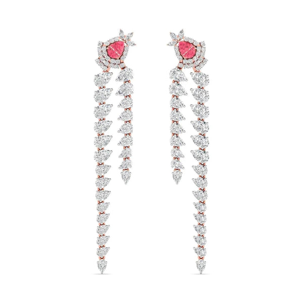 Diamond Dangle Earrings with Pink Diamond Accents