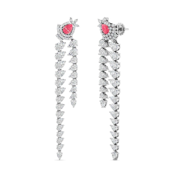 Diamond Dangle Earrings with Pink Diamond Accents