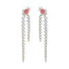 Diamond Dangle Earrings with Pink Diamond Accents